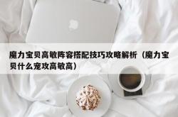 魔力宝贝高敏阵容搭配技巧攻略解析（魔力宝贝什么宠攻高敏高）